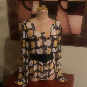 Newport News Multicolor Abstract Blouse